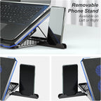 ICE COOREL Laptop Cooling Pad with 6 Cooling Fan, Laptop Cooler Fan with No Lights, Cooling pad for Laptop 15-17 Inches, Notebook Cooler Stand with 9 Height Adjustable, Cooler Pad for Lap or Desk Use