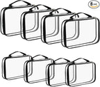 8 Pcs Toy Storage Bags, Clear PVC Zippered Organizing Bags with Handles, Travel Waterproof Organizer for Small Items Building Blocks Puzzle Board Games(13.2x9.4x2.4 In, 9x6.3x2.4 In)