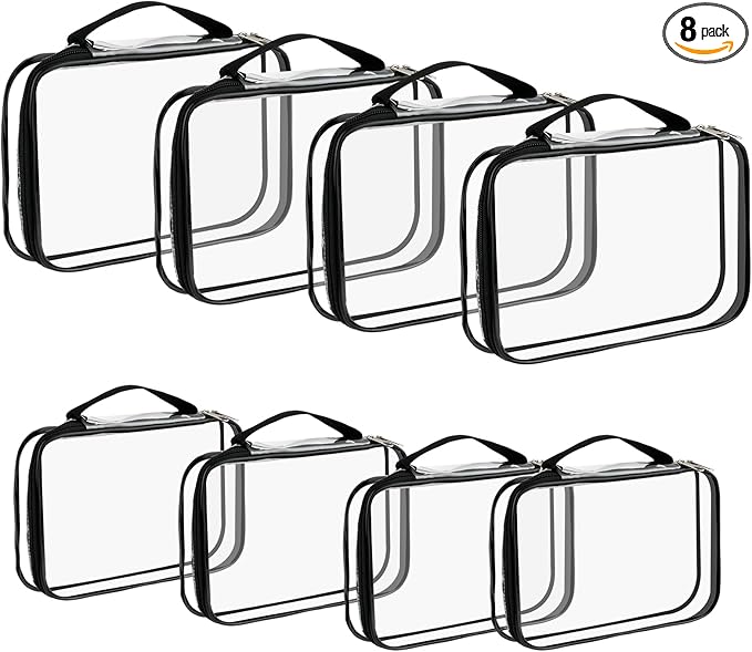 8 Pcs Toy Storage Bags, Clear PVC Zippered Organizing Bags with Handles, Travel Waterproof Organizer for Small Items Building Blocks Puzzle Board Games(13.2x9.4x2.4 In, 9x6.3x2.4 In)