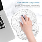 ITNRSIIET Ergonomic Mouse Pad with Gel Wrist Support Small Wrist Rest Smooth Surface Non-Slip PU Base Comfortable Office Supplies Pain Relief, 8.7 x 7.2 inches, Topographic Contour White