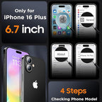 Battery Case iPhone 16 Plus, Upgraded 12000mAh Rechargeable Portable Extended Battery Pack Supported Qi Wireless Charging Case Compatible with iPhone 16 Plus (6.7 inch) Charger Case Power Bank (Black)