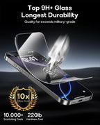 3 Pack for iPhone 16 Pro Tempered Glass Screen Protector:9H+ Durable, Auto Positioning, Bubble Free, High Definition, Easy Installation