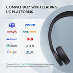 Yealink BH70 with Stand Wireless Bluetooth Headset with Microphone for Work, up to 35h Talking Battery Life, 3 Noise Cancellation Mics, Teams Certified, ≤90min Fast Charging, NO Power Adapter Needed