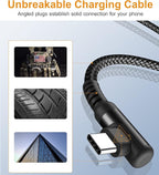 sweguard USB Type C Charger Cable Right Angle [2-Pack,3.3FT] iPhone 16 Charger Nylon Braided Cord for iPhone 15 16 Pro Max Samsung Galaxy S25 S24 S23 S22 S21 S20 S10 S9 Note A15 A55 Flip Pixel LG Moto