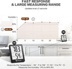 DOQAUS Humidity Meter, 2 Pack Room Thermometer Indoor, Hygrometer with 5s Fast Refresh, Temperature Humidity Monitor Meter for Baby Room, Living Room, Basement, Greenhouse, Office