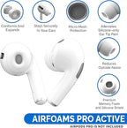 Patented Design Memory Foam Ear Tips for AirPods Pro and AirPods Pro 2 w/Silicone Shield. AirFoams Pro Active 2.0 Lasts 5X Longer. Replacement Tip. As seen on Kickstarter. (S/M/L, White)