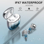 Wireless Earbuds, Bluetooth Headphones 48H Playtime Ear Buds with LED Power Display, IPX7 Waterproof Bluetooth 5.4 Earphones in-Ear Earbuds with 4 Mic for Android iOS Cell Phone Laptop, Blue