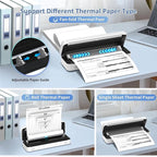 Inkless Portable Printer for Travel, Wireless Thermal Printer Supports 8.5 x 11 Inch US Letter Size, Bluetooth Machine Includes Carry Case and 3 Rolls of Thermal Paper Kit, White