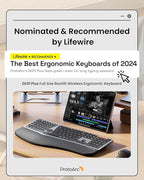 Backlit Bluetooth Ergonomic Keyboard, ProtoArc EK01 Plus Full Size Wireless Split Keyboard with Dual Bluetooth and USB, Cushioned Wrist Rest, Rechargeable for Windows/Mac/Android, Grey Black