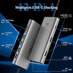 USB C Docking Station, Minthouz 12-in-1 Laptop Docking Station Dual Monitor with Dual 4k HDMI+8k DisplayPort+10Gbps, 3 USB A/C, 100W PD, Ethernet, SD/TF, Audio, USB C Hub for MacBook/Dell/HP/Surface