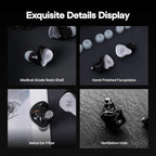 Linsoul Kiwi Ears KE4 in Ear Monitor, 2DD+2BA Hybrid Earphone, Gaming Earbuds, HiFi Wired IEM, with Detachable IEM Cable for Musician Audiophile (Silver)