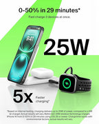 Belkin MagSafe Charger Compatible, 2-in-1 Charging Station, Qi2.2 25W Magnetic Wireless Charger Dock, Foldable Stand, with 5W USB-C Port, for iPhone 16/15/14, AirPods (45W Adapter Included)