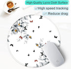 ITNRSIIET Round Mouse Pad with Stitched Edge Premium-Textured Waterproof Non-Slip Rubber Base Desktop Protection Mat Diameter 8.7 inches, Flowers and Butterflies