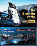 [2025 True Military-Grade] Car Phone Holder VANMASS [Upgraded Strongest Suction & Clip] Cell Phone Mount for Dashboard Windshield Vent,Truck Cradle Stand for iPhone 16 Pro Max 15 14 13 Samsung Android