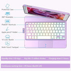 HOTLIFE Case with Keyboard for iPad 10.2,Touch Trackpad Keyboard Case for iPad 9th Generation/8th/7th Gen, 10 Corlor Backlit - 360° Rotatable Protective Cover with Pencil Holder
