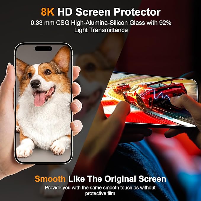 2 Pack Screen Protector for iPhone 16 Pro Max,Durable and Drop-Proof with 9H Hardness,Bubble-and-Dust-Free 16 Pro Max HD High-Aluminum Tempered Glass,Easy Installation Exclusively