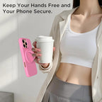 Magnetic Phone Ring Grip Holder, Silicone Finger Loop Grip, Compatible with MasSafe, Back of Phone for iPhone Pro Max/Plus/16/15/15/14/13/12 Series, Tender Pink