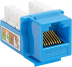 Cmple - RJ45 Keystone Jack 90 Degree Cat5e Keystone Jack Insert Punch Down RJ45 Connectors Female for Wall Plates, Patch Panels, Patch Cables, Ethernet Cables - Blue