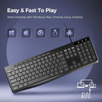 Wired Keyboard,Quiet Keyboard,Multimedia Usb Computer Keyboard,Silent Keyboardwith Low Profile Chiclet Keys,Large Number Pad,Spill-Resistant,Anti-Wear Letters,Full Size Keyboardfor Laptop,Desktop