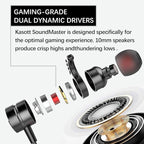 SoundMaster Pro V1 - Gaming Earphones with Dual Audio Drivers,Battle Buds,in-Line Mic with Mute and Volume Control, Compatible with Xbox Series,Xbox One,PS5,PS4,Switch,Pc with 3.5mm Aux