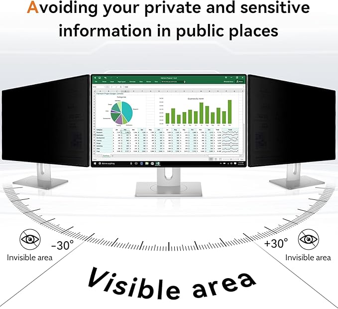 Mamol 19 Inch Computer Privacy Screen Filter for 5:4 Widescreen Monitor, Removable Eye Protection Anti Glare Spy Blue Light Filter Privacy Shield, Anti Scratch Screen Protector Film 19 In