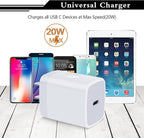 USB C Wall Charger,2Pack 20W USB C Block PD Fast Charger Type C Wall Adapter for iPhone 16 15 14 13 12 11 Pro Max,SE,8 7 6 Plus,iPad,Samsung Galaxy S24 S23 S22 S21 Ultra S20 A14 A15 A33,Pixel 9 8 7 6
