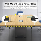 JUNNUJ Long Metal 16 Outlet Power Strip, Heavy Duty Power Strips Surge Protection 4800J with Circuit Breaker, 20a Wide Spaced Socket Wall Mount 5-15P Adapter High Amp 6-20R T-Slot 15FT Extension Cord