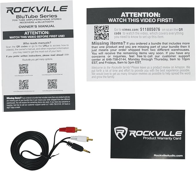 Rockville BluTube SG 70W Home Theater Tube Amplifier Stereo Receiver, Bluetooth, USB/RCA/Optical/Coaxial Inputs, 35W x 2 RMS @ 4 Ohm, for Music and Movies