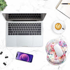 ITNRSIIET Ergonomic Mouse Pad with Gel Wrist Support Small Wrist Rest Smooth Surface Non-Slip PU Base Comfortable Office Supplies Pain Relief, 8.7 x 7.2 inches, Beautiful Flowers