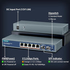 7 Port 2.5G Unmanaged Ethernet Switch, 5 x 2.5G Base-T Ports, 2 x 10G SFP, Compatible with 100/1000/2500Mbps, VLAN, Fanless, Desktop/Wall Mount YuanLey 2.5Gbe Network Switch for Wireless AP, NAS, PC