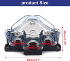 1pc Distribution Block 1 in 3 Ways Out Power Distribution Block Car Audio 1x4 Gauge Input 3x8 Gauge Output Ground Distribution Block for Automotive