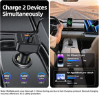 170W PD3.1 Car Charger with LED Voltage Display, USB-C Cigarette Lighter Adapter Fast Charging (140W+30W) for iPhone 16 Pro Max/Samsung S25 Ultra/MacBook/Drones/Laptops, 12V-24V Vehicle