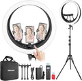 NEEWER Ring Light RP19H 19 Inch with Tripod Stand 3 Phone Holders Compatible with iPhone, Upgraded 2.4G Touch Control Ringlight for Video Recording Streaming Home Office Zoom Selfie Makeup Lighting