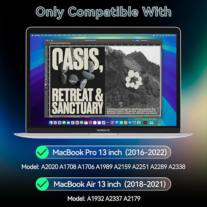 360° Privacy Screen for MacBook Pro 13 Inch(2016-2022, M1, M2)/MacBook Air 13 in(2018-2021,M1), 4 Way Privacy Anti Glare Blue Light Filter Shield Film Anti Spy Laptop Protector for Mac 13In Computer