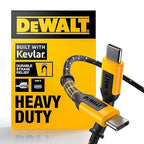 DEWALT Heavy Duty USB C Cable, Jobsite 60 Watt USB C Cable, High Speed Type-C to Type-C, Fast Charge PD USBC Fast Charging Cord for iPhone 16/15 Plus Pro Max, MacBook, iPad, Samsung Galaxy, 6 ft