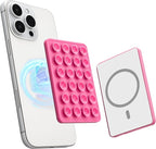 Sucky Upgraded Magnetic Suction Cell Phone Grip for MagSafe Case, Silicone Octo Cup Buddy Holder, Durable Magnet Phone Accessory for iPhone and Android (Pink)