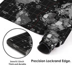 Galdas Gaming Mouse Pad XXL XL Large Long Extended Big Mousepad Non-Slip Rubber Keyboard Desk Pad with Stitched Edges for Laptop Home Office (31.5x11.8x0.08 Inch) … (Black World Map)