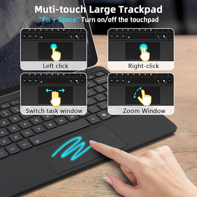 Magnetic Bluetooth Keyboard Cover for Surface Pro 12" 1st 12 inch Laptop Released in 2025 with Backlit (Dark Grey)