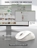 Trueque Wireless Mouse for Laptop, 2.4GHz Ergonomic Computer Mouse with Back & Forward Buttons, 3-Level DPI, 6 Buttons, Optical USB Cordless Mice for Windows Chromebook MacBook PC (Pure White)