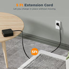 TESSAN Surge Protector Flat Plug Power Strip, Black Extension Cord, 8 AC Outlets, 3 USB Charger(1 USB C Port) 3 Side Outlet Extender, 5 Ft, 900 Joules Protection, Office Supplies, Dorm Essentials