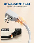 DEWENWILS Heavy Duty 6FT Extension Cord with 3-Prong Flat Plug, 15A/1875W 14/3 SPT-3 Flat Wire, Space Saving for Home Office Appliances & Electronics, ETL Listed, 2 Pack, White
