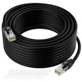 Cat5e Ethernet Cable 75 FT, Long Cat 5e Internet Cable, Black Snagless Patch Cord, Flexible, Network, LAN, PoE, Standard RJ45 Connector for PC, Server, Router, Modem, TV, PS5 - with 15 Cable Ties