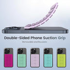 2PACK Silicone Double Sided Suction Phone Case Mount, Detachable Hands Free & Strong Grip Holder for Selfies & Videos, Compatible iPhone Android (Violet, 2Pack 40 Suction Cups)