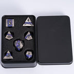 Metal Dice Set D&D, 7 PCS RPG Metallic Glitter Stripe Dice Set with Gift Box for Dungeons and Dragons Role Playing Games