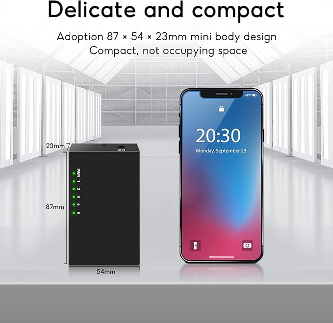 SODOLA 5 Port Gigabit Ethernet Switch|Mini Metal Housing Switch|Plug&Play|Fanless Design| Desktop Ethernet Splitter |Quiet Unmanaged Network Switch