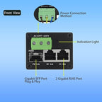 Industrial Mini Gigabit Ethernet Switch, 2-Port RJ45 + 1-Port SFP, Unmanaged Network Switch,Plug & Play,Fanless Metal Design,AC Power Supply(Non PoE)