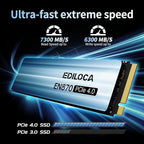 4TB SSD NVMe M.2 2280 PCIe Gen4 x4 Internal Solid State Drive - Up to 7300MB/s, 4TB SSD PS5 Dynamic SLC Cache, PS5 Compatible for Gaming PC Laptop(EN870)