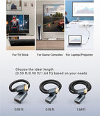 VCELINK 8K Short HDMI Extender Cable 0.6 FT Ideal for Tight Spaces, HDMI Extension Male to Female Adapter, Compatible with Roku TV Stick, HDTV, Game Console, Laptop (1 Pack, 2 FT)