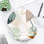 ITNRSIIET Ergonomic Mouse Pad with Gel Wrist Support Small Wrist Rest Smooth Surface Non-Slip PU Base Comfortable Office Supplies Pain Relief, 8.7 x 7.2 inches, Tropical Plants