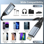 Magnetic Lightning to 3.5mm Headphone Jack Adapter, [Apple MFi Certified] 2 in 1 iPhone Headphone Adapter Aux Audio and Charger Adapter, iPad Headphone Adapter Charging Cable Splitter for iPhone 14 13